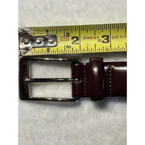 Round Tree York 42 Mens Smooth Leather Dress Belt Brown Silver Buckle B055047 - Picture 7 of 16